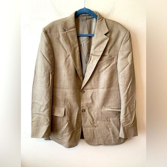 Oscar de La Renta tan wool silk blend blazer size 44R